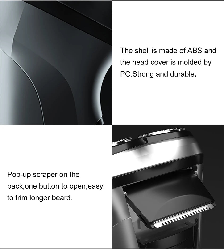 Blackstone Electrical Rotary Shaver for Men, 3D Floating Blade Washable Type-C USB Rechargeable Shaving Beard Machine, ENCHEN