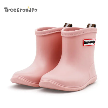 Kids Rain Boots Girls Boys Rainboots Anti-Slip Children Baby Rain Shoes PVC Waterproof Mid-Calf Water Shoes Soft Rubber