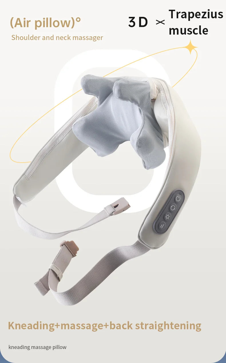 Foreverlily 26W Brushless Motor Neck and Shoulder Massager, Wireless Shoulder and Back Kneading Massage Shawl, Neck Masajeador