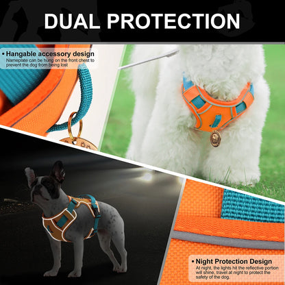 Mesh Breathable Dog Harness, Nylon Reflective Dog Harnesses Vest, Durable Pet Training Vest, Adjustable for Small Medium Large Dogs