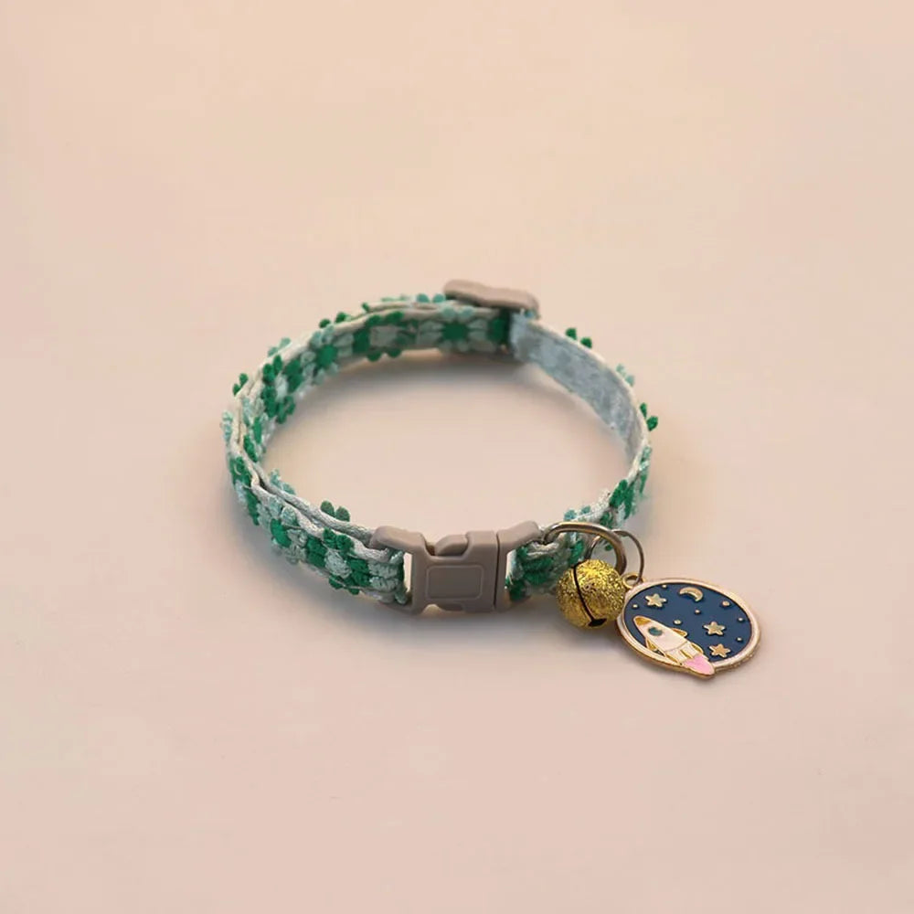 1Piece Adjustable Cat Collar With Pendant Lace Pet Collar Suitable For Small Cats and Dogs Cat Collar Personalized Accessories