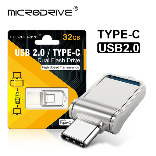 USB Flash Drive 16gb 32GB OTG Metal USB 2.0 Pen Drive Key 64GB Type C High Speed Pendrive Mini Flash Drive Memory Stick