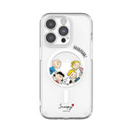 S-Snoopy Wireless Charging Case for iPhone 17 Air 16 E 15 14 13 12 Mini 11 Pro Max Transparent Acrylic Silicone Edge Hard Cover