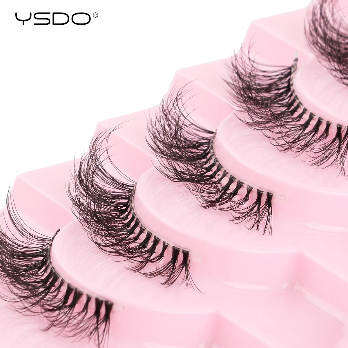 YSDO 5/10 Pairs Half Lashes Cat Eyelashes Soft Natural Clear Band False Lashes Natural Wispy Faux 3d Mink Eyelashes Makeup Tools