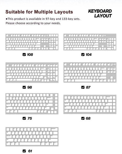 Contour Lines Translucent Keycaps Side Engraving Cherry Profile Black White Key Cap 60 70 80 90 100 Layout Mechanical Keyboard