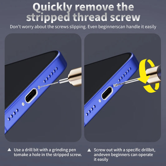 Professional Damaged Screw Extractor Kit for Removing Stripped Broken Screws Phone PAD PC Repair Tool Set