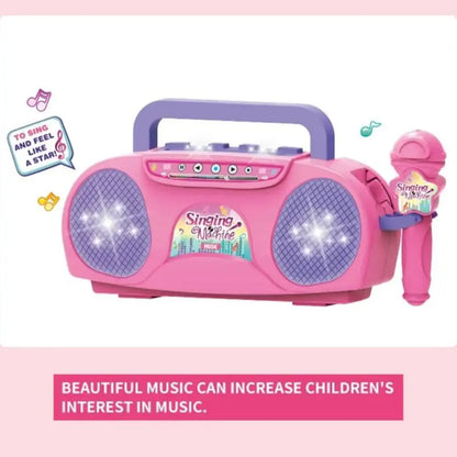 Kid Karaoke Singing Machine with Microphone Portable Musical Instrument with Light Educational Toy Girl Boy Party Birthday Gift
