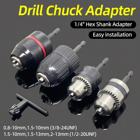 1 ud. 1,5-10 mm O 0,8-10 mm Portabrocas sin llave de vástago hexagonal de 1/4" Adaptador de cambio rápido para brocas Herramienta eléctrica para carpintería