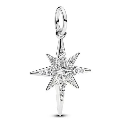 New Fashion 925 Sterling Silver Romantic Starry Sky Moon Sun Stars Pendant Fit Original Charms Bracelet Women Jewelry Gift