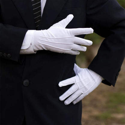 10 Pairs White Gloves Men Formal Tuxedo Uniform Gloves Honor Guard Parade Ceremony Costume Cosplay Coin Jewelry Butler Glove