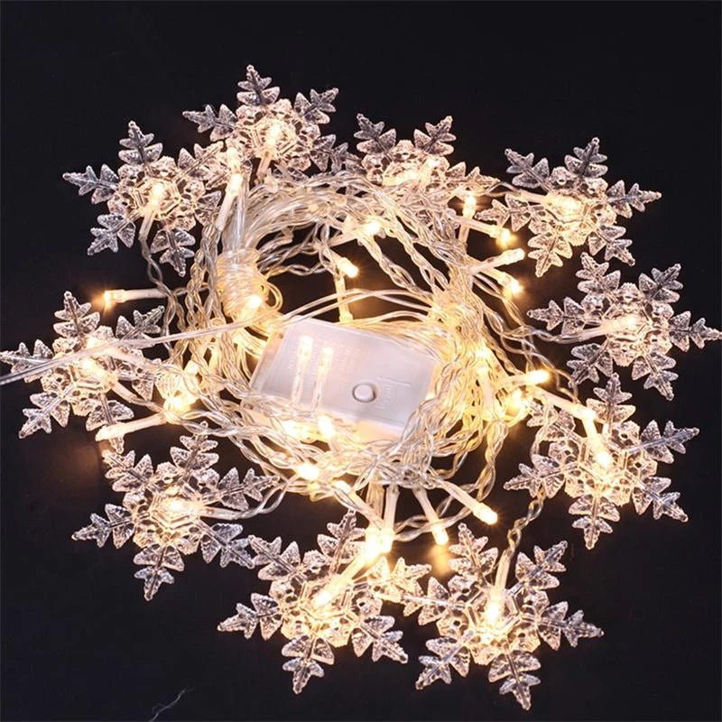 3.2M Christmas Snowflake LED String Lights, Flashing Fairy Curtain Lights, Waterproof for Holiday Party Wedding Xmas Decoration