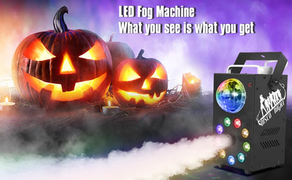 700W Smoke Machine, Wireless Remote Control Effect Fogger, 3in1 LED RGB Stage Light, Fog Machine, DJ Disco Party Halloween, U'King