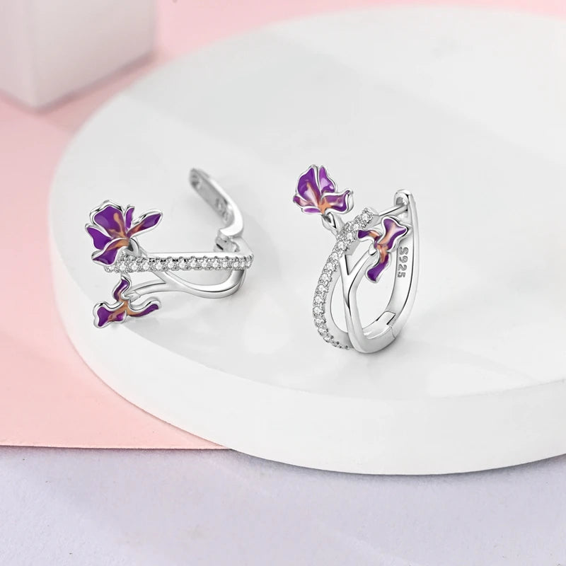 925 Sterling Silver Colored Zirconium Stars Hoop Earrings For Women Jewelry, Anniversary WeddingMaking Jewelry Gift