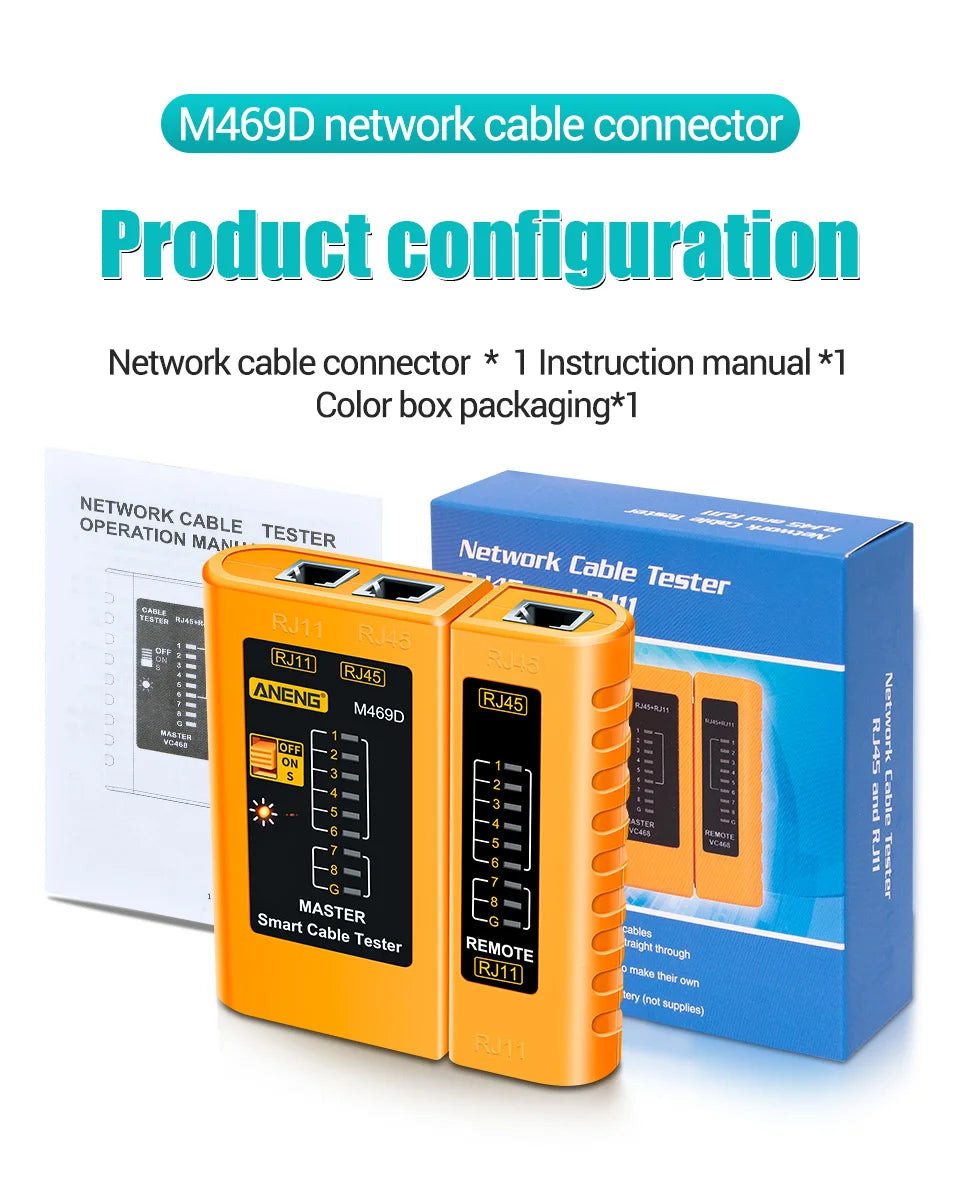 ANENG M469D network line finder RJ45RJ11 dual interface telephone line and network cable on/off detection split type line tester