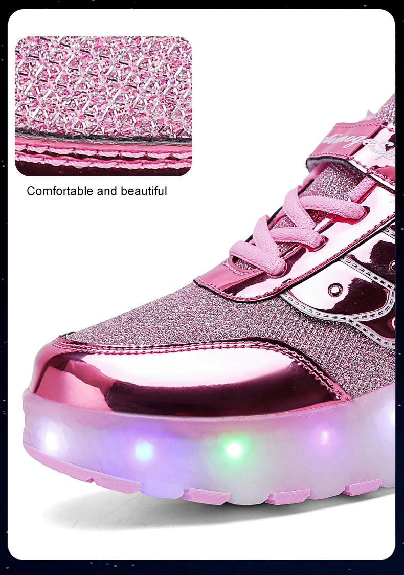 Sneakers Roller Shoes Outdoor Deformation Parkour Skates Dual-Use Children Girls Boys Adult Men Women Unisex Roller Skates