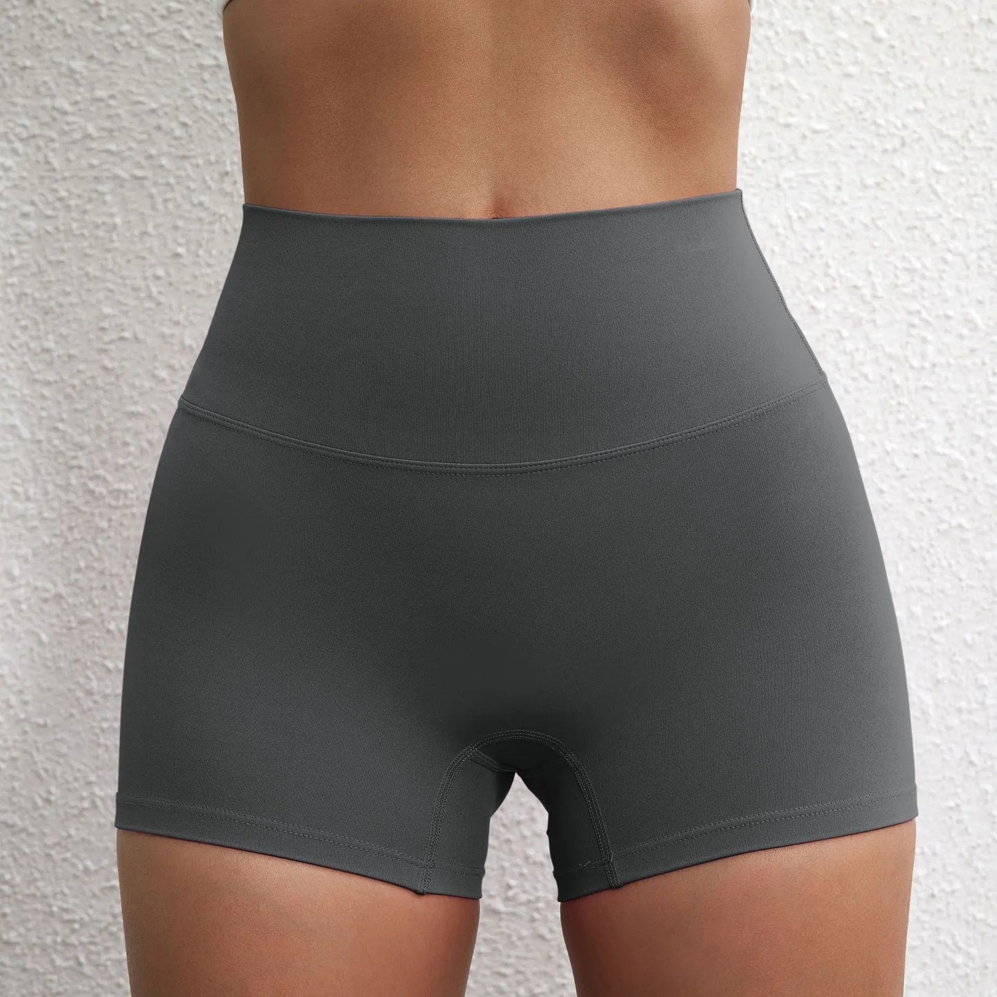 Hip lifting fitness yoga shorts, three-quarter pants, female high-waisted peach nude running sports shorts, quick-drying, GymHUB