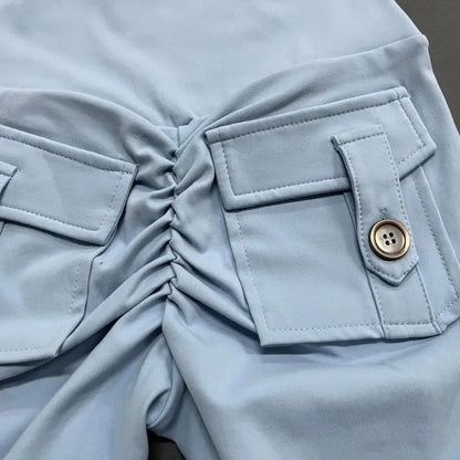 Summer Peach Butt Fitness Exercise Shorts, Three-Quarter Pants, Cargo Air Dry Pocket Yoga Tight Pants, Lift the hips Women's Shorts