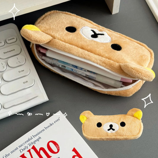 Kawaii Pencil Cases For Kids Girls Cute Cartoon Bear Pencil Pouch Organizer Pen Bag School Stationeries Gifts Ins Hot