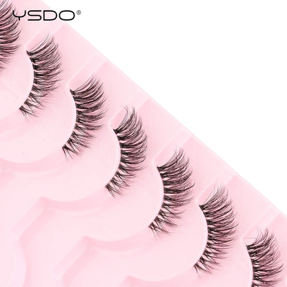 YSDO 5/10 Pairs Half Lashes Cat Eyelashes Soft Natural Clear Band False Lashes Natural Wispy Faux 3d Mink Eyelashes Makeup Tools