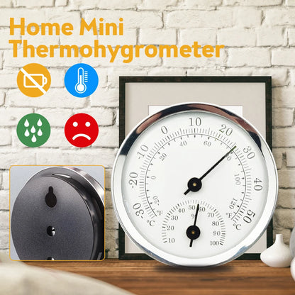 Mini Thermo-Hygrometer Analog Indoor Hygrometer Temperature and Humidity Meter Battery Free Diameter 58MM