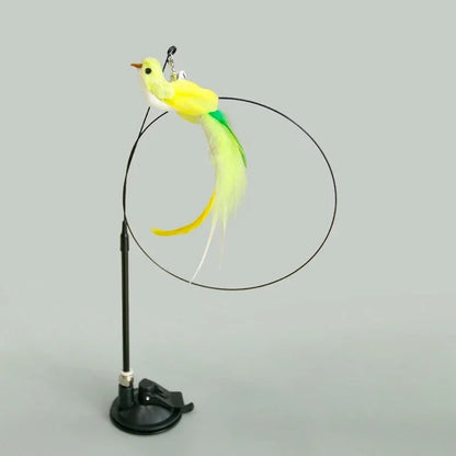 Interactive Cat Toy Hands-Free Cat Stick Playing Kitten Playing Teaser Wand Toy Suction Cup Bird/Feather Cat Wand Pet Supplies