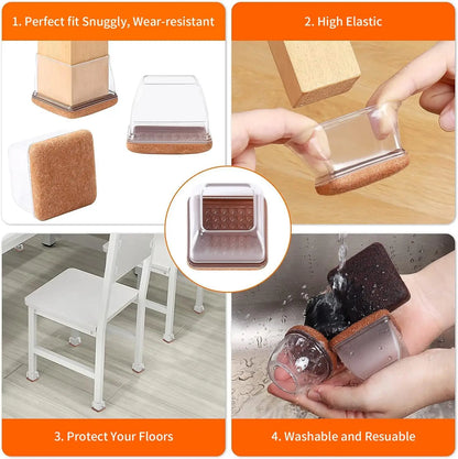 8Pcs, Silicone Chair Leg Floor Caps, Floor Protectors, Chair leg Foot End Covers for No Noise