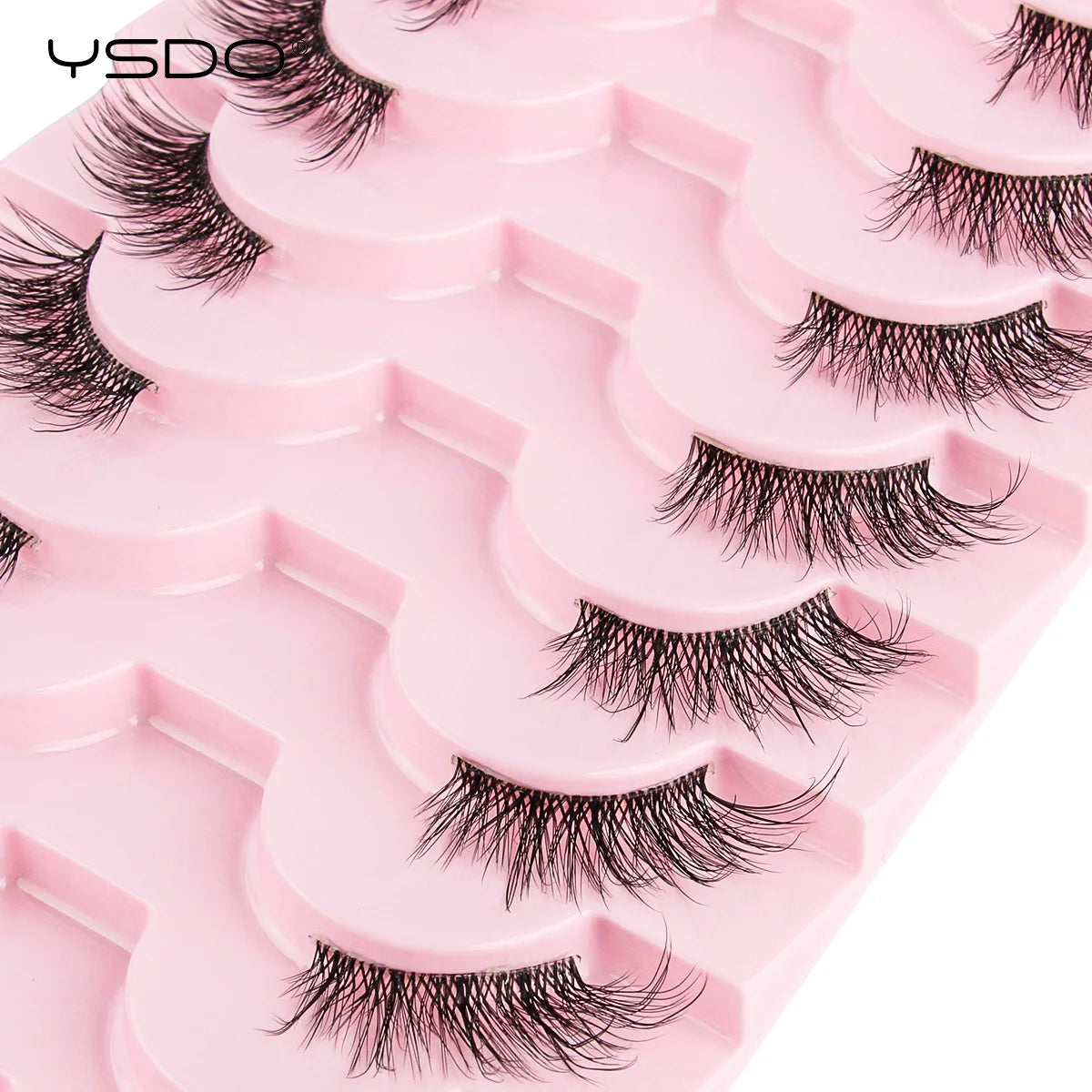 YSDO 5/10 Pairs Half Lashes Cat Eyelashes Soft Natural Clear Band False Lashes Natural Wispy Faux 3d Mink Eyelashes Makeup Tools