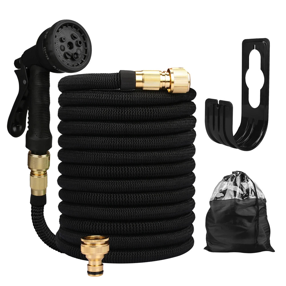Garden Water Hose Expandable Double Metal Connector High Pressure PVC Reel Magic Water Pipes for Garden Farm Irrigation Car Wash