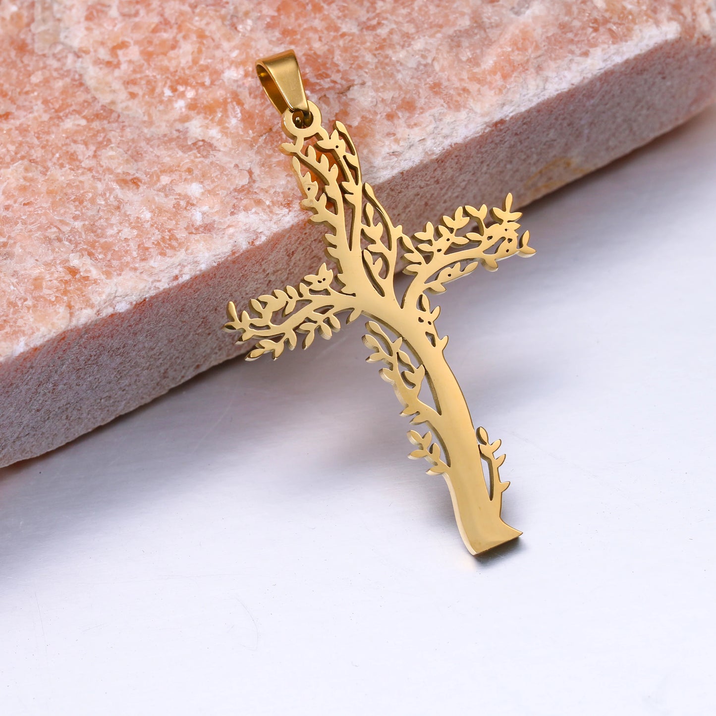 100% Stainless Steel Christian Jesus Cross Pendants Religion Cross Tree of Life Charms For Jewelry Prayer Baptism Gifts