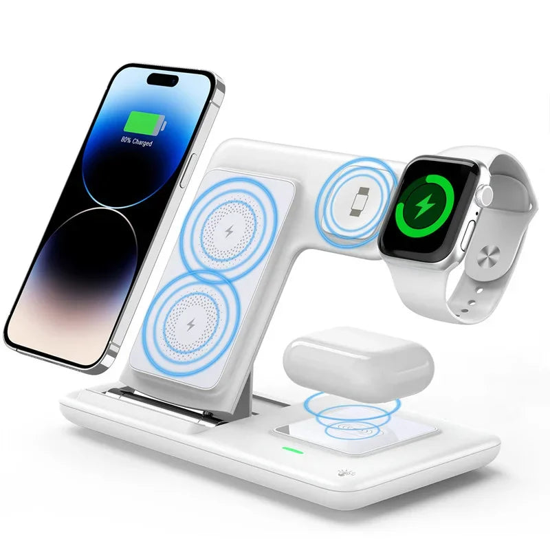 Foldable 3 in 1 Wireless Charging Station for iPhone 17 16 15 14 13 12 Pro Max iWatch 11 Airpods Pro 4/3 Fast Charger Stand Dock