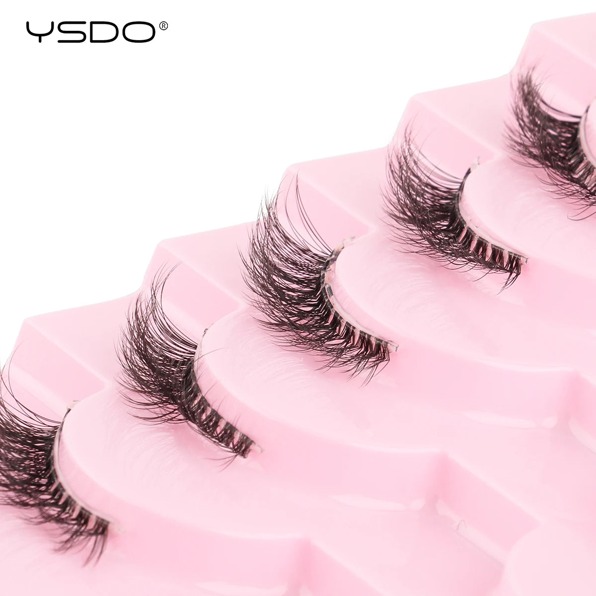 YSDO 5/10 Pairs Half Lashes Cat Eyelashes Soft Natural Clear Band False Lashes Natural Wispy Faux 3d Mink Eyelashes Makeup Tools