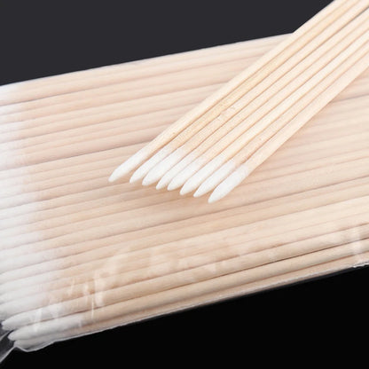 100/300/500 Pcs Long Double Head Wood Cotton Swab Nose Ears Cleaning Women Makeup Tool Lipstik Cotton Buds Tip Sticks Microbrush
