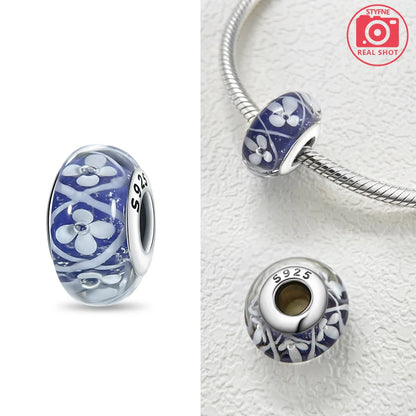 Original 925 Silver Charms Flower Blue Star Green Turtle Glass Beads Fit Bracelet Women DIY Gift Murano Jewelry Accessories