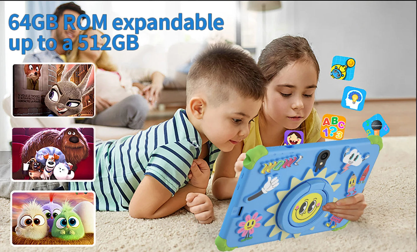 New 5G WiFi Android Tablet Cartoon Pattern 7 Inch Tablet PC Quad Core 4GB RAM 64GB ROM Cheap and Simple Children's Tablets