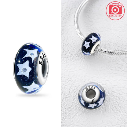 Original 925 Silver Charms Flower Blue Star Green Turtle Glass Beads Fit Bracelet Women DIY Gift Murano Jewelry Accessories
