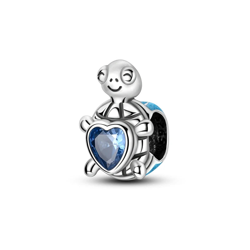 PAMELA 925 Sterling Silver Sea Turtle Starfish Blue Charm Dolphin Octopus Shell Bead For Original Charms Bracelets Ocean Jewelry
