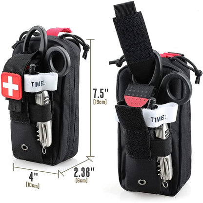Tactical First Aid Kit Tourniquet Medical Rescue Molle Pouch Survival Gear for Camping Hiking Emergency Preparedness