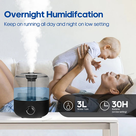 3Liter Air Humidifier Professional Large Capacity Home Humidifier, Plant Mist Aroma Diffuser with Remote Control Timer, KINSCOTER