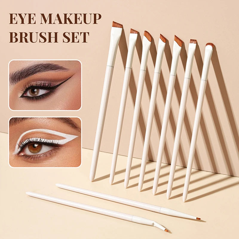 1/3/7/9pcs White Upgrade Blade Eyeliner Brush Eye Makeup Brushes Set Ultra Thin Fine Angle Flat Eyebrow Precise Detail Brush