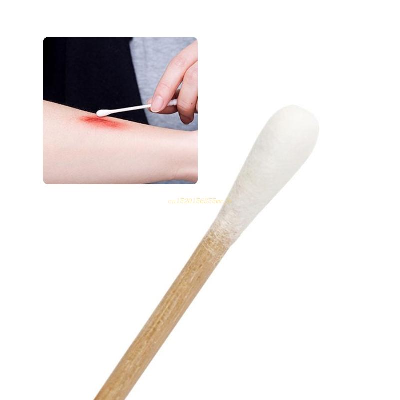 100/200Pcs, Swabs, 6'' Long Wood Handle Sturdy Cotton Applicator, Swab Q-tip, Natural Cotton Swabs