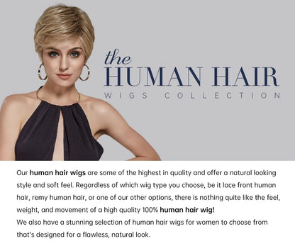 100% Remy Human Hair Wigs, Ombre Blonde Short Bob Pixie Cut Machine Made Wig with Bangs, Human Hair Natural Layered Wigs for Women