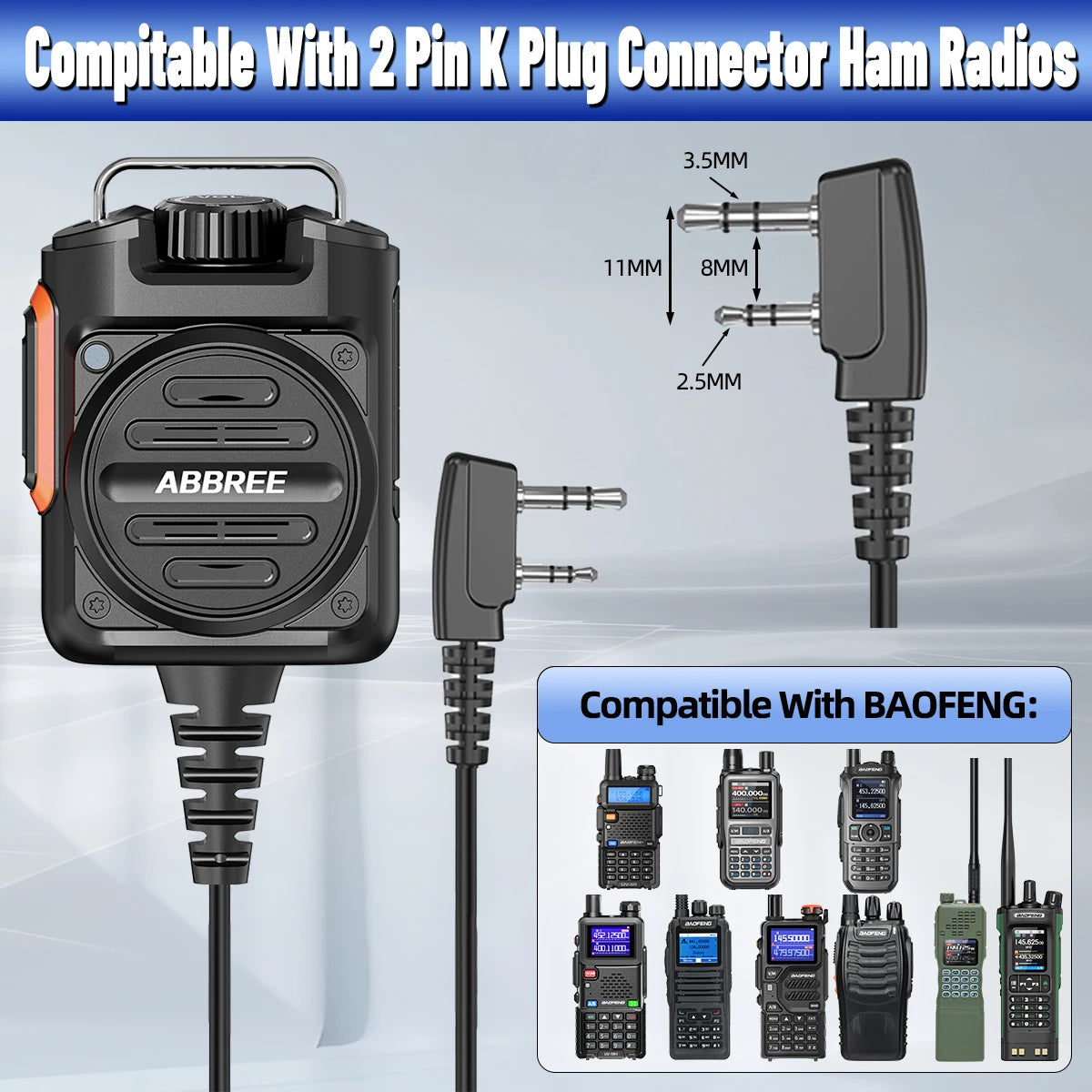 BaoFeng Walkie Talkie BF-780 2 Pin PTT Speaker Mic for Quansheng UV-K5 K6 Baofeng UV-5R BF-888S UV-5RH 21 17 PRO HAM Radio