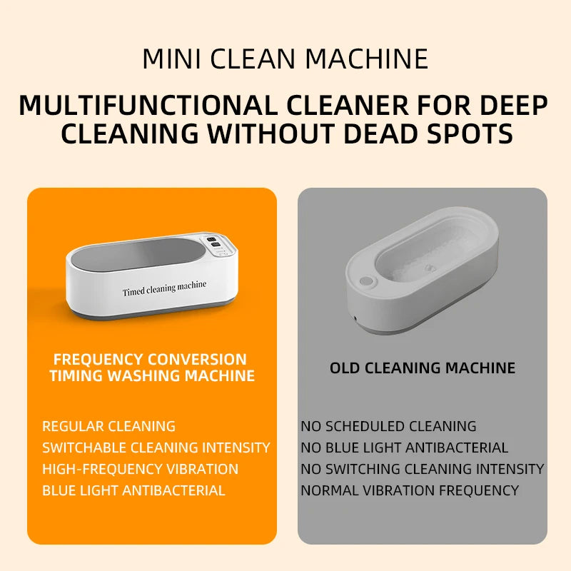 Ultrasonic Glasses Cleaner, 50KHz Contact Lens Cleaner, Household Timer Jewelry Toothbrush Cleaner, Brush Dentures, New MIJIA