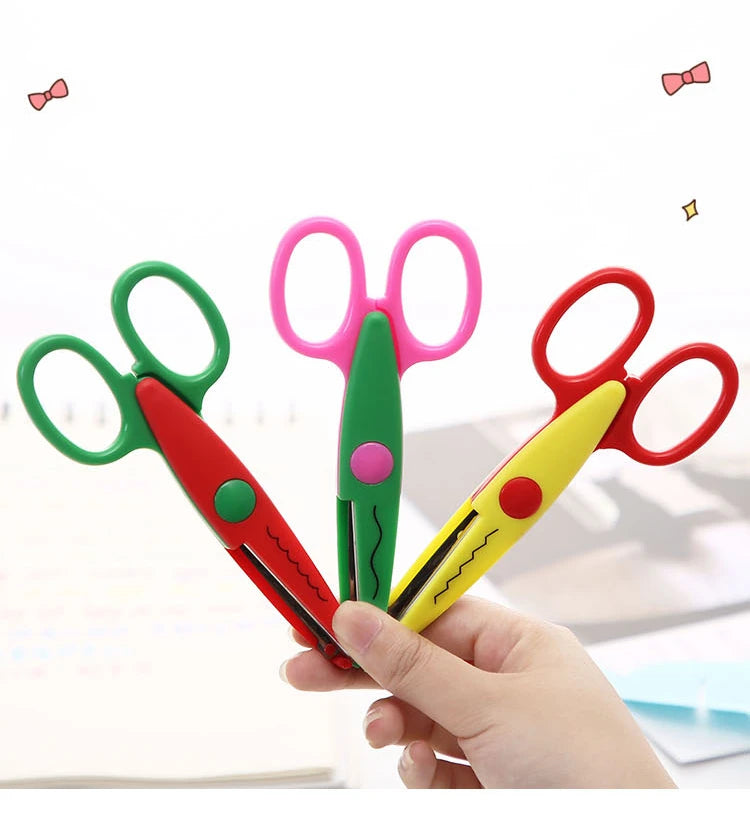 Mr.paper 6 Styles Minimalistic Lace Scissors Wavy Pattern Small Round Head Children Special Student Art Tool Stationery Scissor