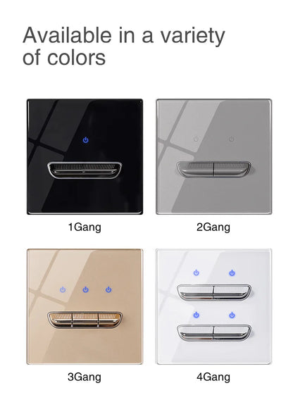 Gold Tempered Glass Wall Switch Panel LED European 16A Socket Retro Toggle Light Switch EU UK Standard 2USB Socket 1Gang-4Gang