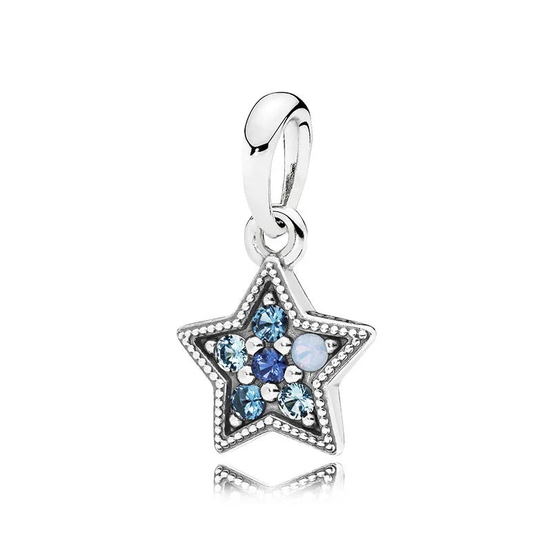 Nuevo colgante de plata 925 compatible con pulsera original, joyas para mujer, serie azul, colgante de pulpo, delfín, búho, camaleón