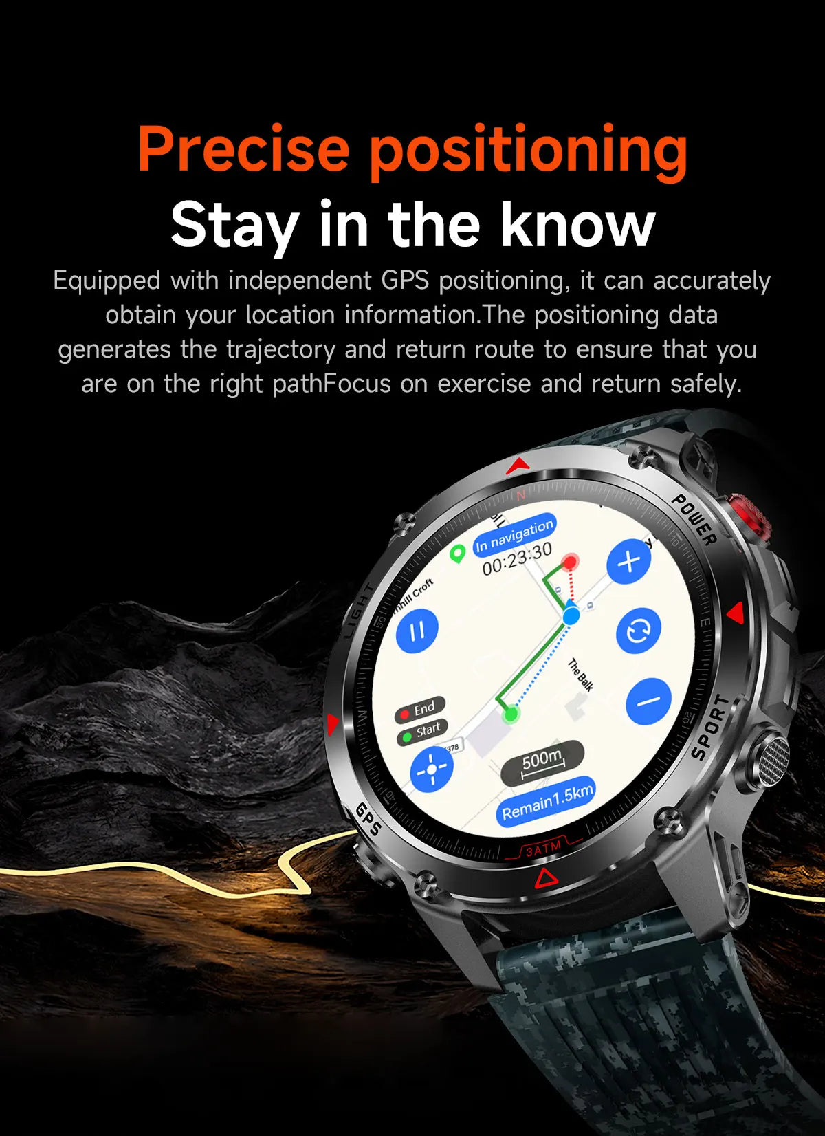 New Professional GPS Sports Smart Watch, Outdoor RIDE Run GPS track Swim Watchs Compass Altimeter, 3ATM Sports Bracelets, men, ladies
