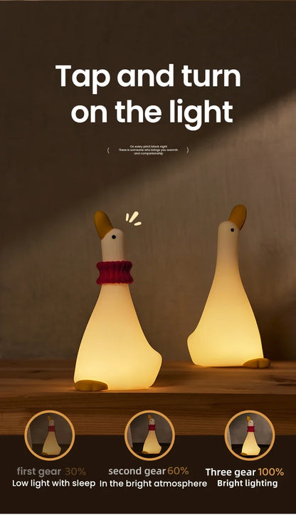 Rechargeable LED Night Light Cute Duck Silicone Patting Lamp Nursery Children Nightlights Home Bedside Room Decor Birthday Gift