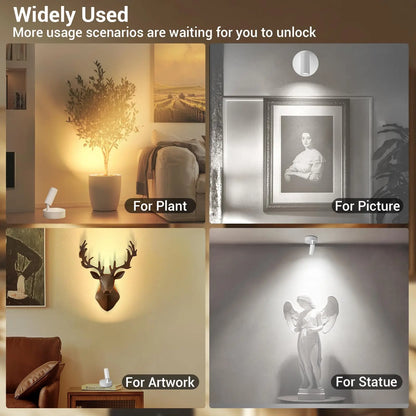 Battery Operated Spotlights, Indoor LED Wireless Spotlight, Indoor 13 Color Uplights with Rotatable Light Head, Stick-on Wall Hallway