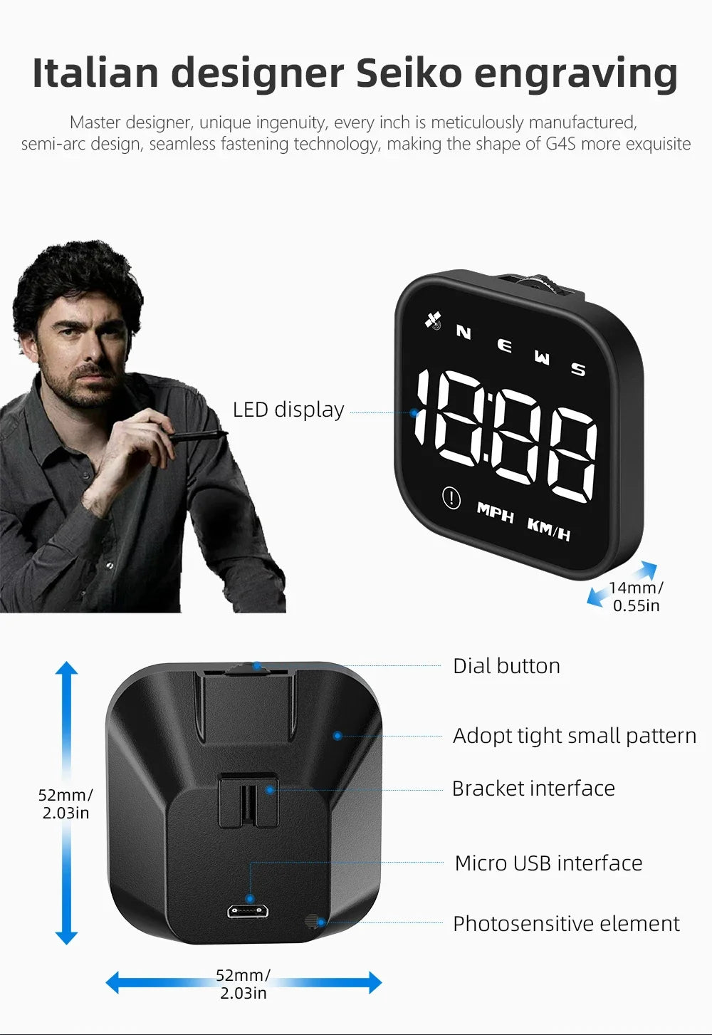 G4S GPS Smart Gauge Head-Up Display for HUD Auto Computer Speedometer Display KMH MPH Time Compass Car Electronics for All Cars